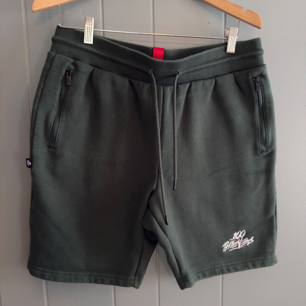 100 Thieves‎ fleece sweat shorts green minimalist streetwear loungewear Large